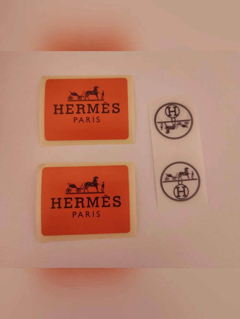 HERMÈS Paris Orange Logo Decal Sticker Set of 4 Luxury Gift Box Seals France
